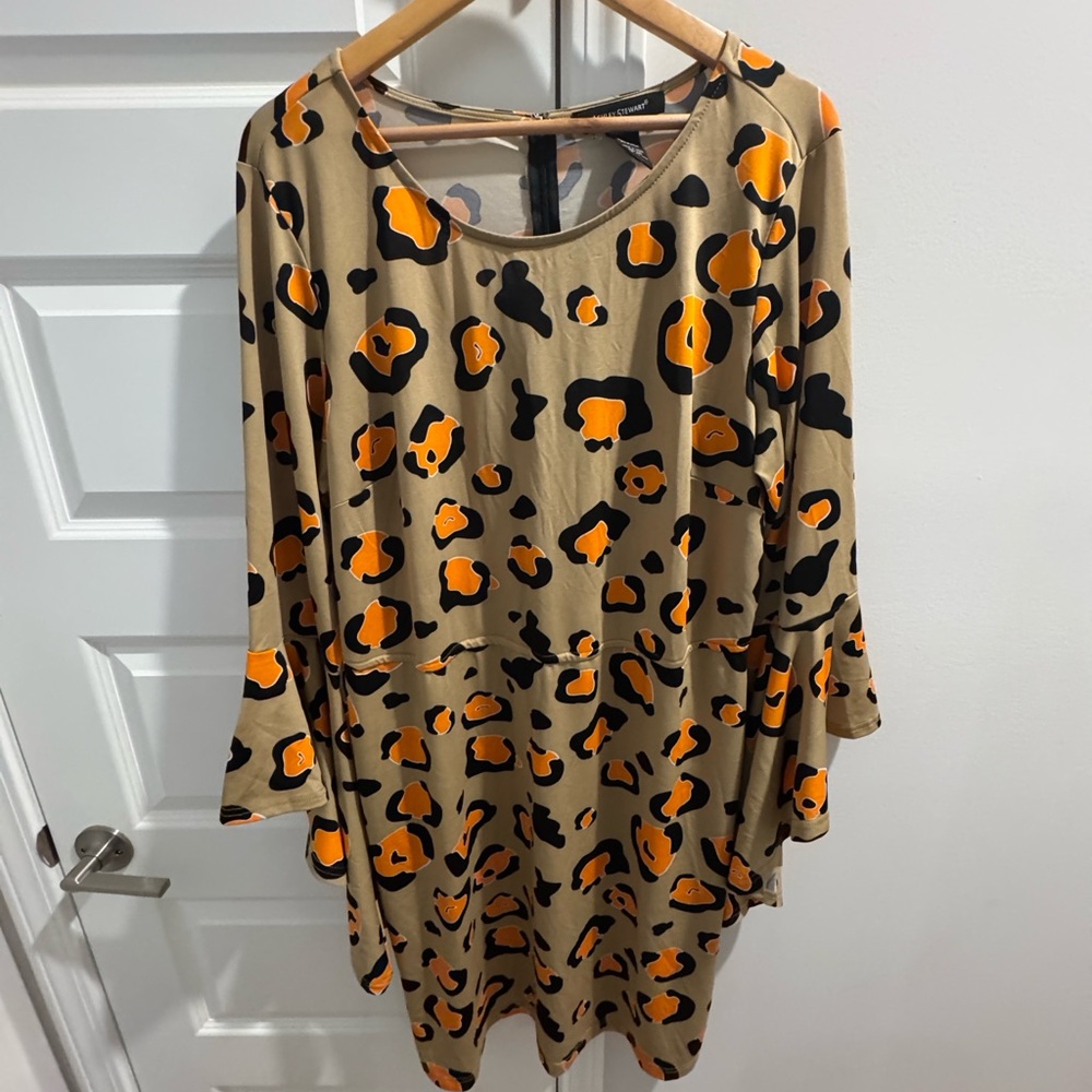 Ashley Stewart Animal Print Dress with Orange Accents